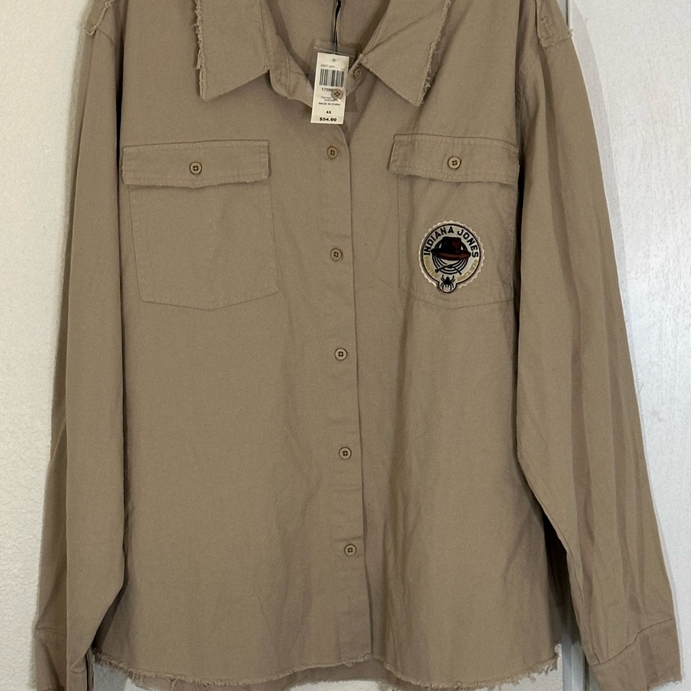 Her Universe Tan Button-Up Shirt Indiana Jones brand new with tags
